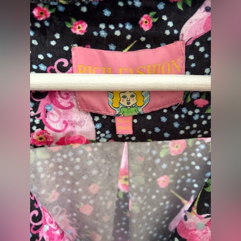 Velvet Black Pink  Floral Whimsy Sleep Shirt Coquette  Oversized  XL unicorn - Picture 6 of 13